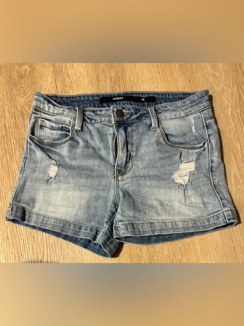 Harper Faded Blue Distressed High-Rise Jeans